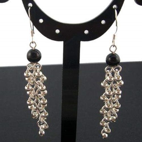 Black Onyx Chainmaille Earring
